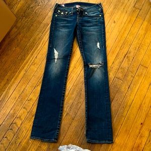 VINTAGE TRUE RELIGION DISTRESSED BOOTCUT JEANS SZ 7/28